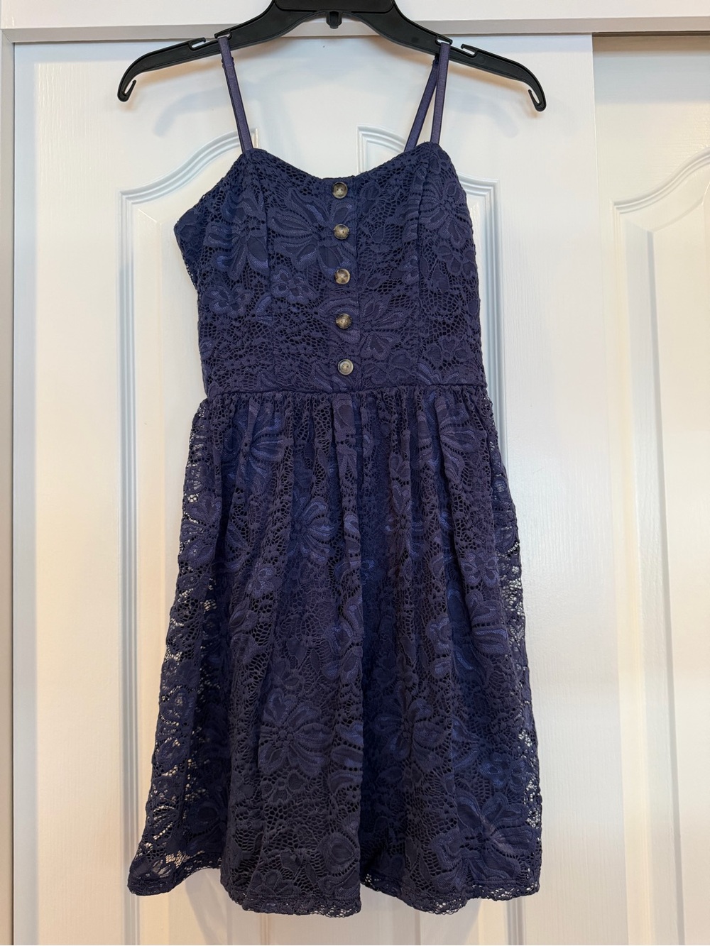 BCX Navy Lace Spaghetti-Strap Party Dress
